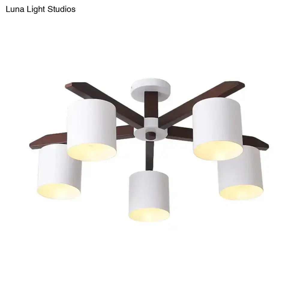 Modern brown & white ceiling mount chandelier living room light