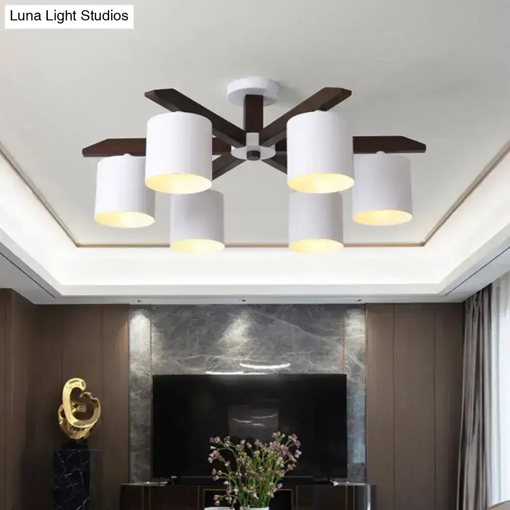 Modern brown & white ceiling mount chandelier living room light
