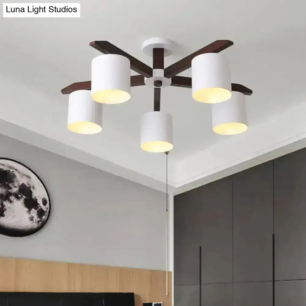 Modern brown & white ceiling mount chandelier living room light