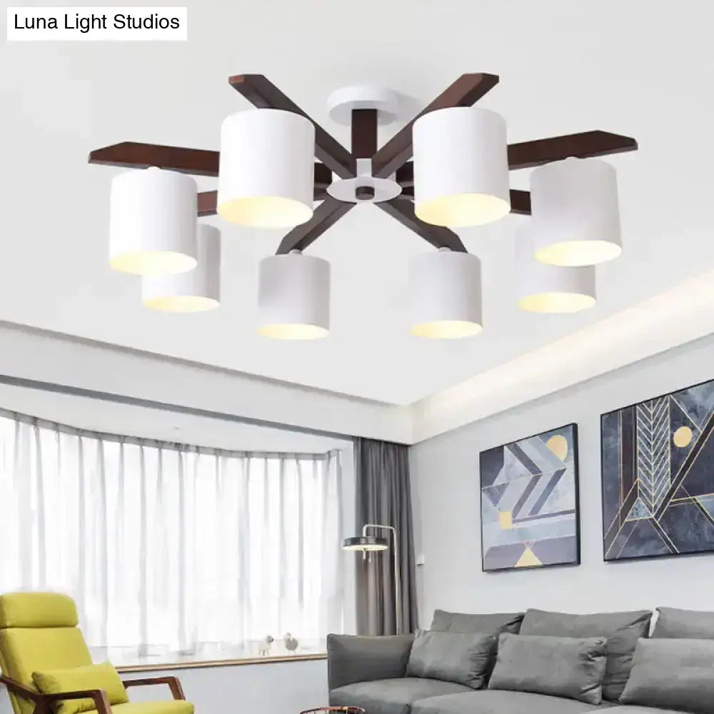 Modern brown & white ceiling mount chandelier living room light