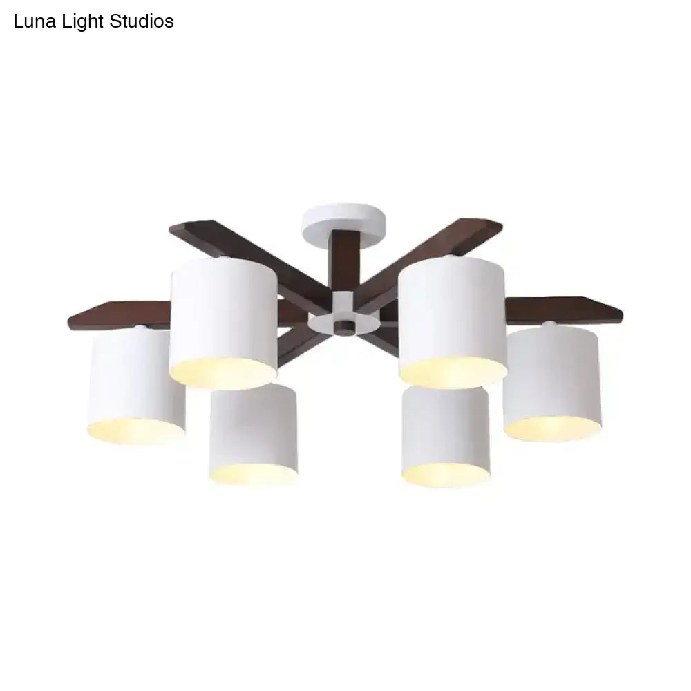 Modern brown & white ceiling mount chandelier living room light