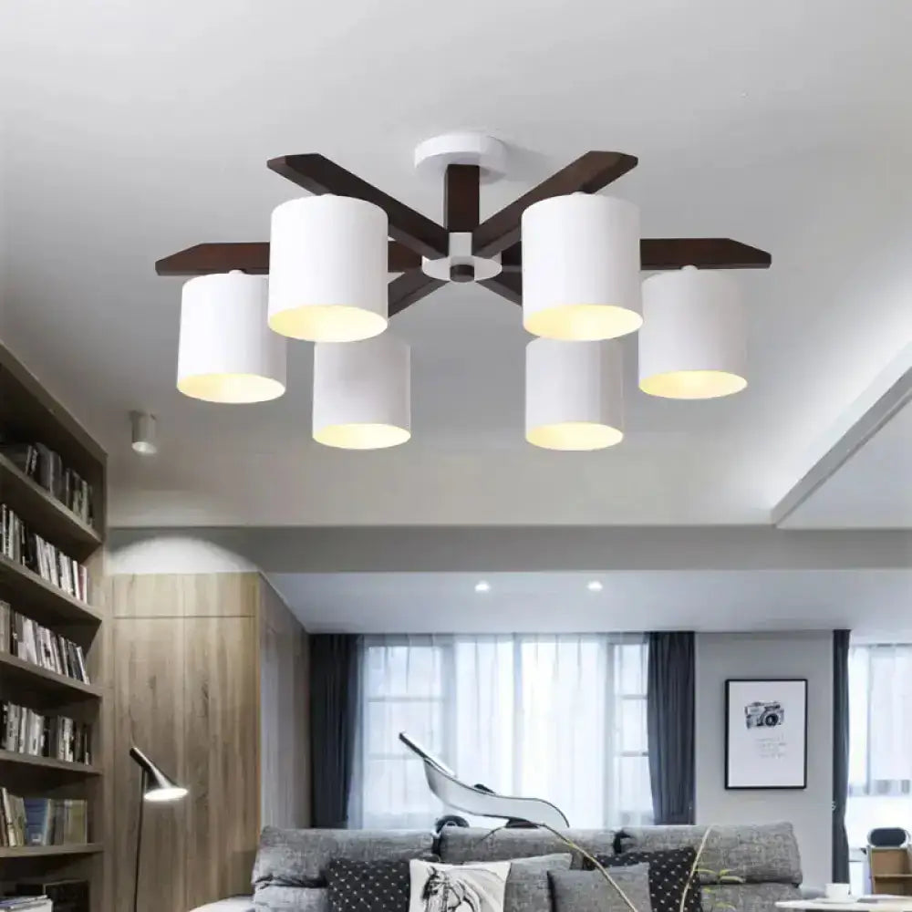 Modern brown & white ceiling mount chandelier living room light
