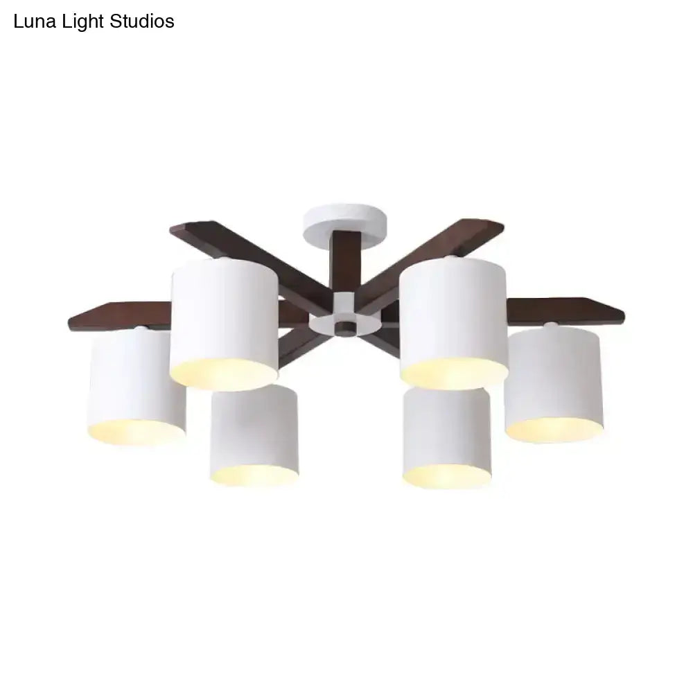 Modern brown & white ceiling mount chandelier living room light