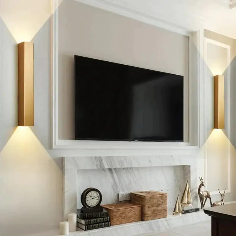 Modern brushed aluminum rectangular wall sconce bedroom ambient light
