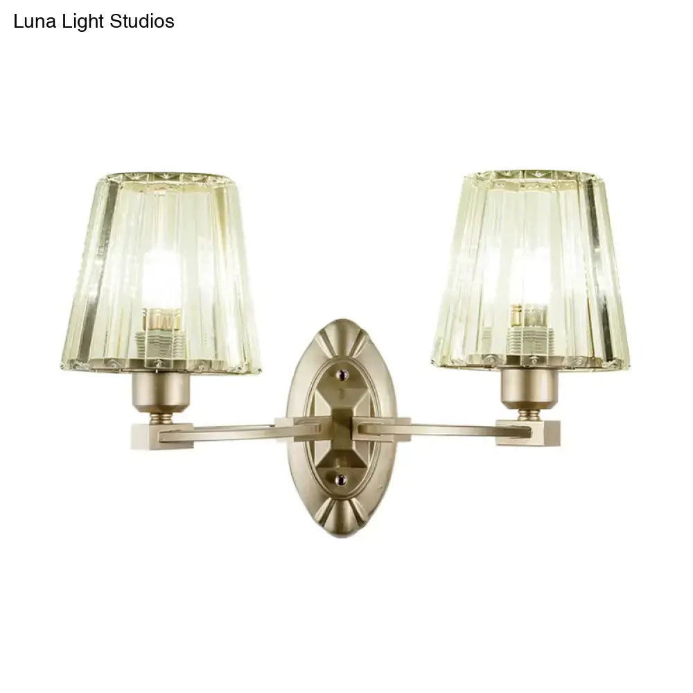 Modern brushed brass and green glass wall sconce bedroom light fixture