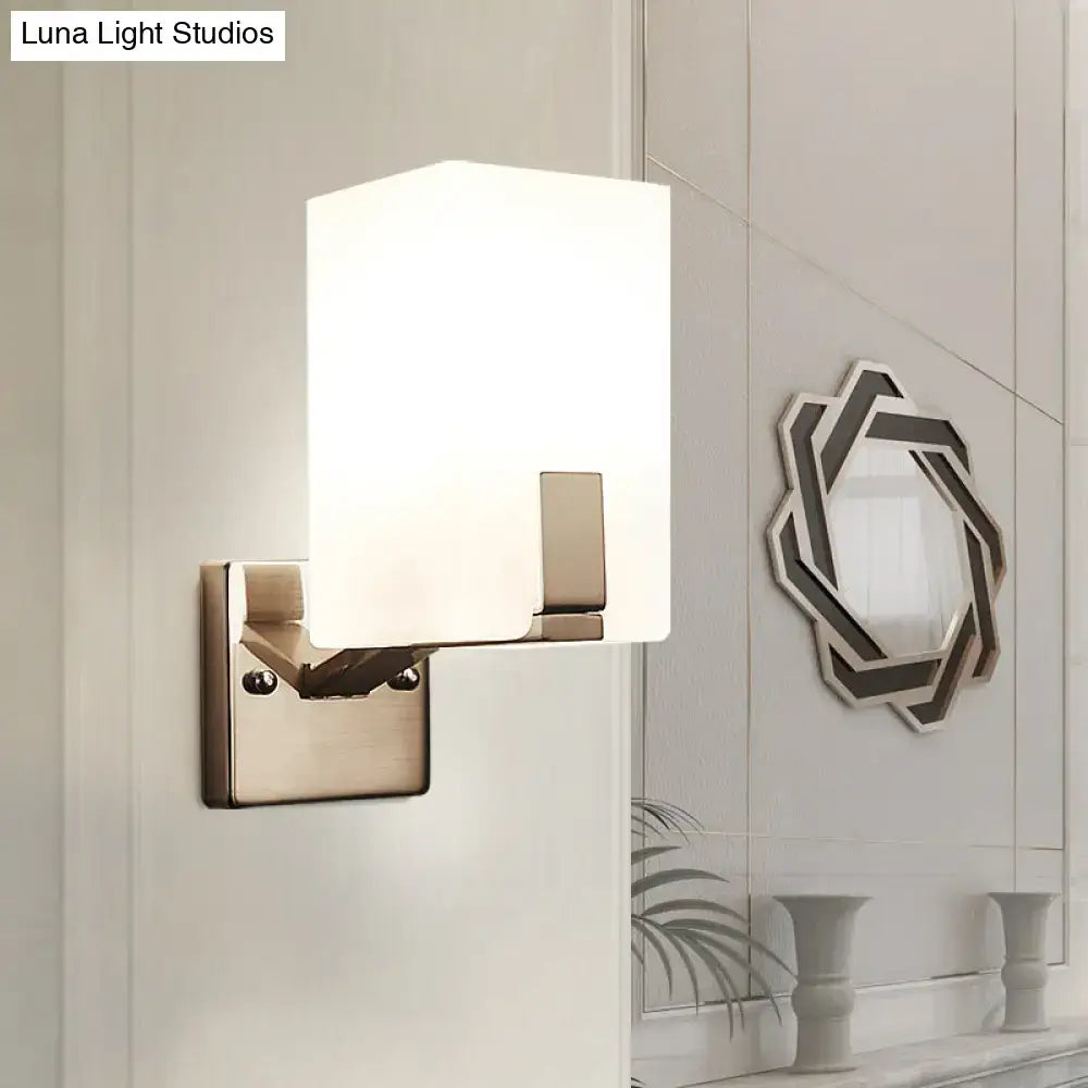 Modern brushed brass wall sconce bedroom frosted glass light type