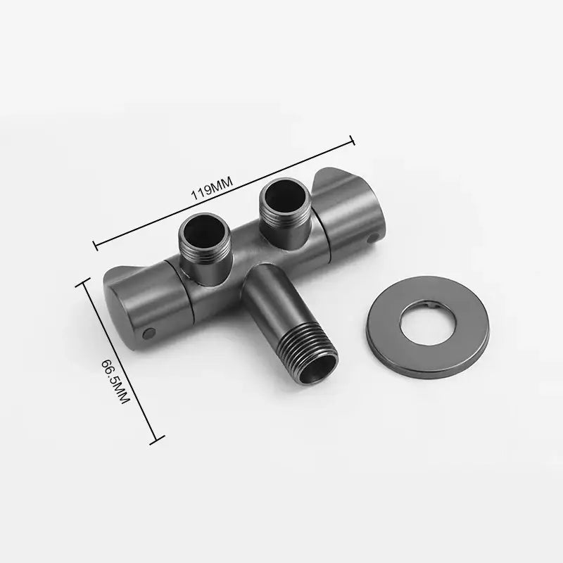 Modern brushed gold angled dual outlet toilet filling valve bathroom