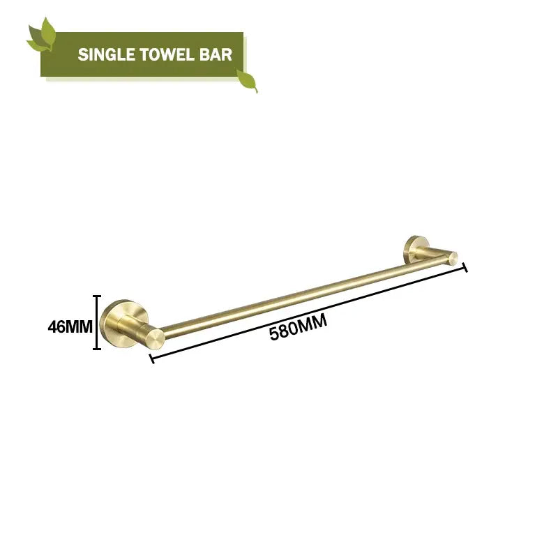 Modern brushed gold bathroom hardware set with glass soap dish