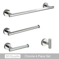 Modern brushed gold bathroom hardware set with towel bar and hooks