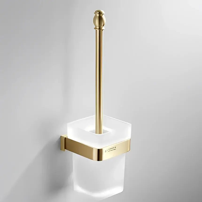 Modern brushed gold bathroom hardware set with towel rack