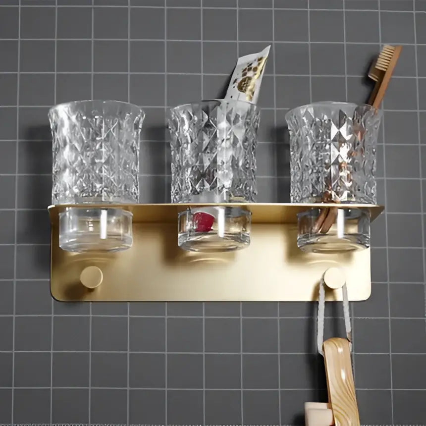 Modern brushed gold bathroom hardware set with towel rack
