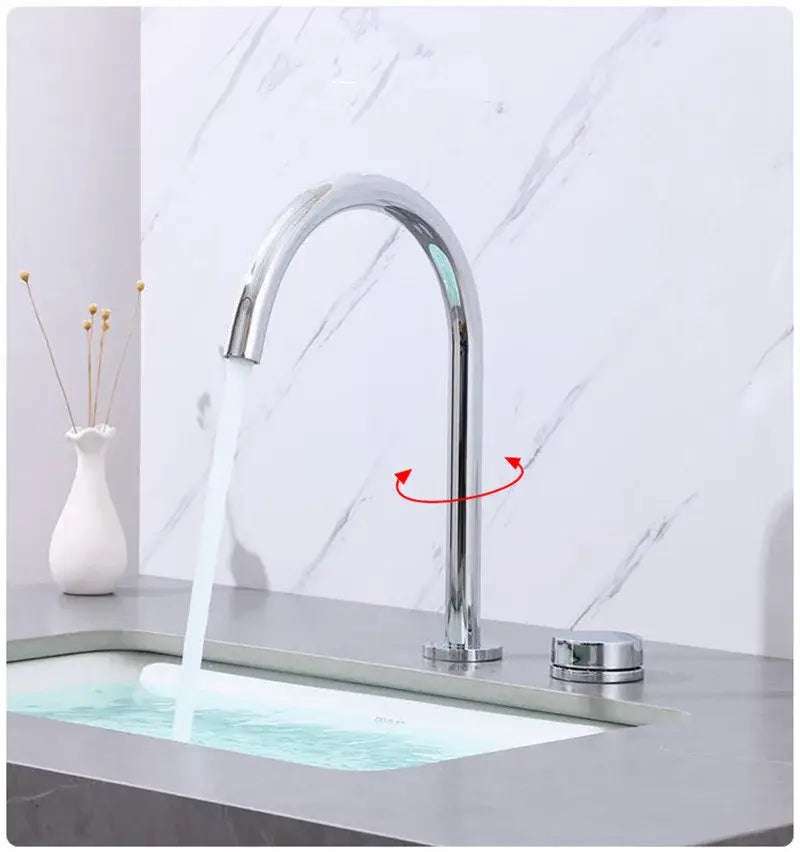 Modern brushed gold & black basin faucet kitchen rotating tap