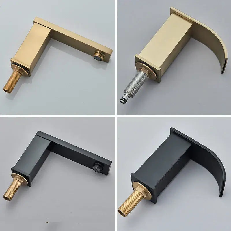 Modern brushed gold dual handle waterfall faucet bathroom sink tap