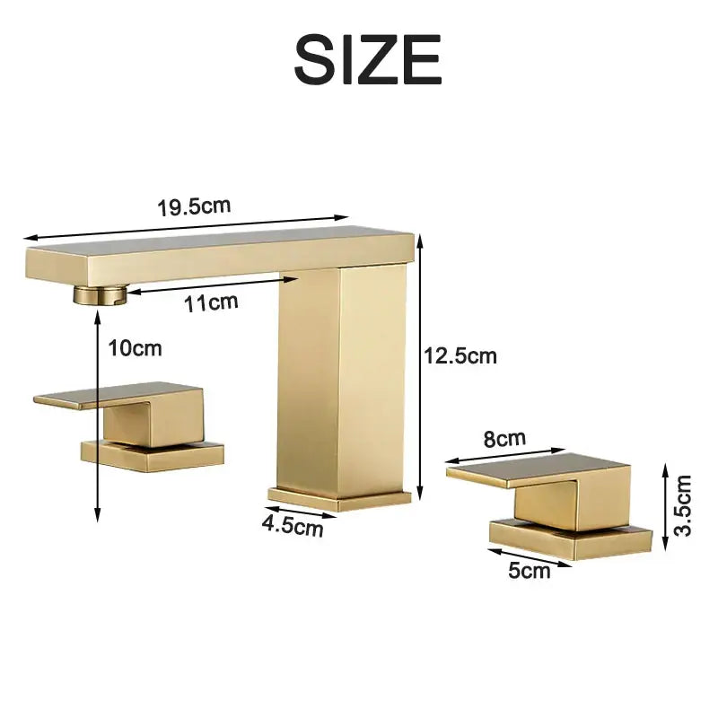 Modern brushed gold dual handle waterfall faucet bathroom sink tap
