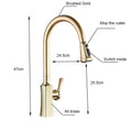 Modern brushed gold pull out kitchen faucet with spring spray head