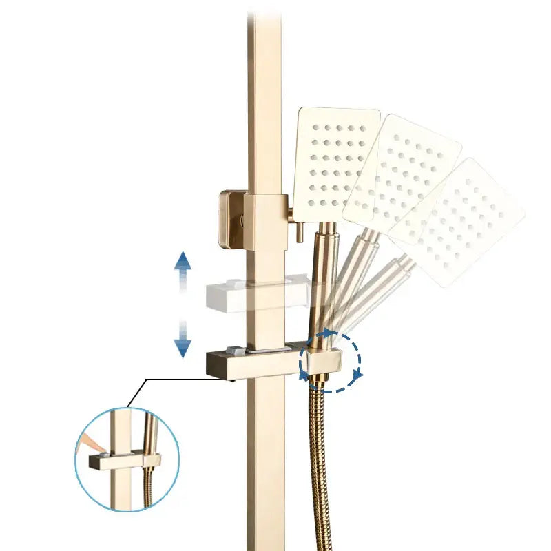 Modern brushed gold rain shower set bathroom mixer with handheld spray
