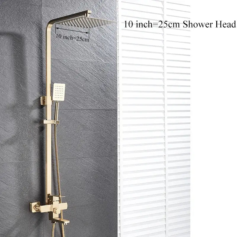 Modern brushed gold rain shower set bathroom mixer with handheld spray