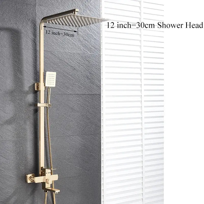 Modern brushed gold rain shower set bathroom mixer with handheld spray