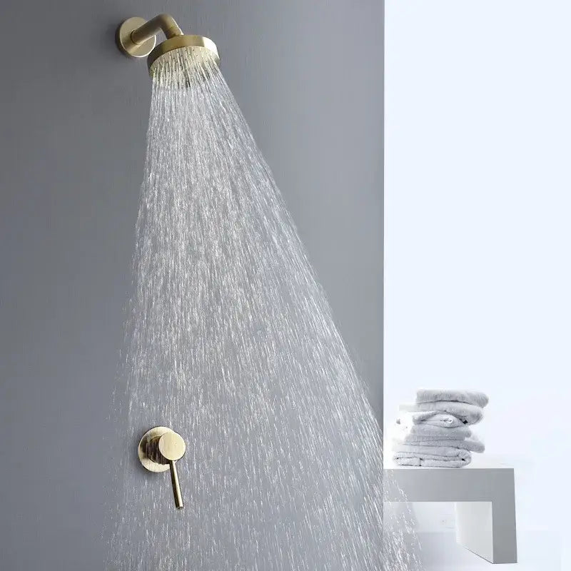 طقم خلاط دش مطري ذهبي مصقول عصري لتجهيزات الحمام