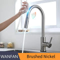 Modern brushed gold smart sensor kitchen faucet dual outlet