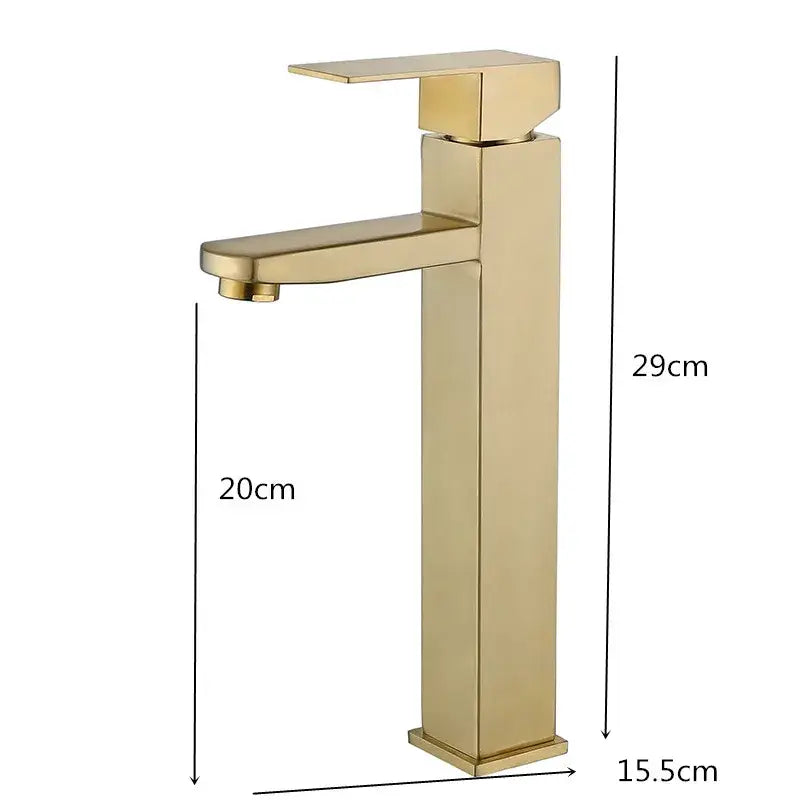 Modern brushed gold stainless steel basin mixer faucet bathroom