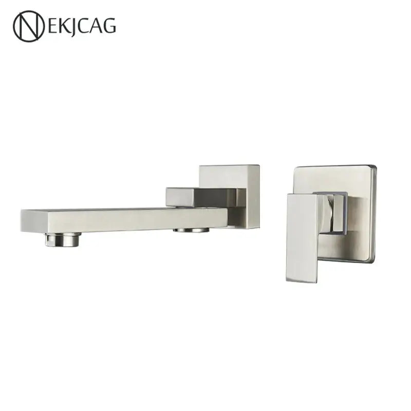 Modern brushed gold wall mounted basin faucet bathroom mixer rotating spout
