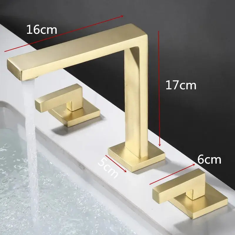 Modern brushed gold waterfall basin faucet bathroom sink fixture
