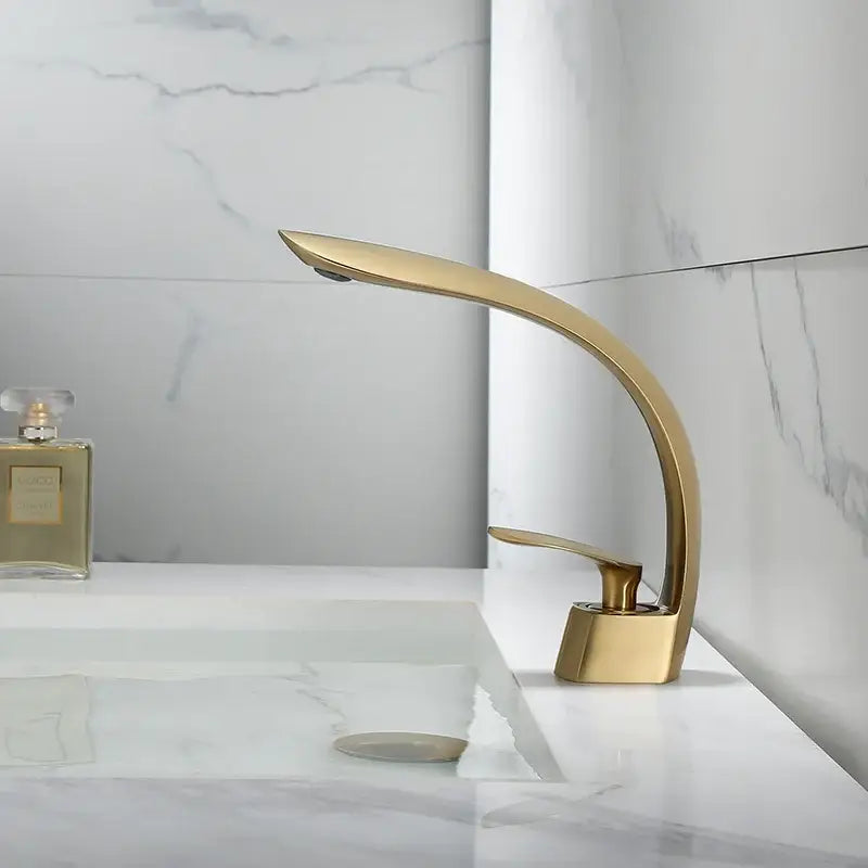Modern brushed gold waterfall basin mixer tap bathroom faucet
