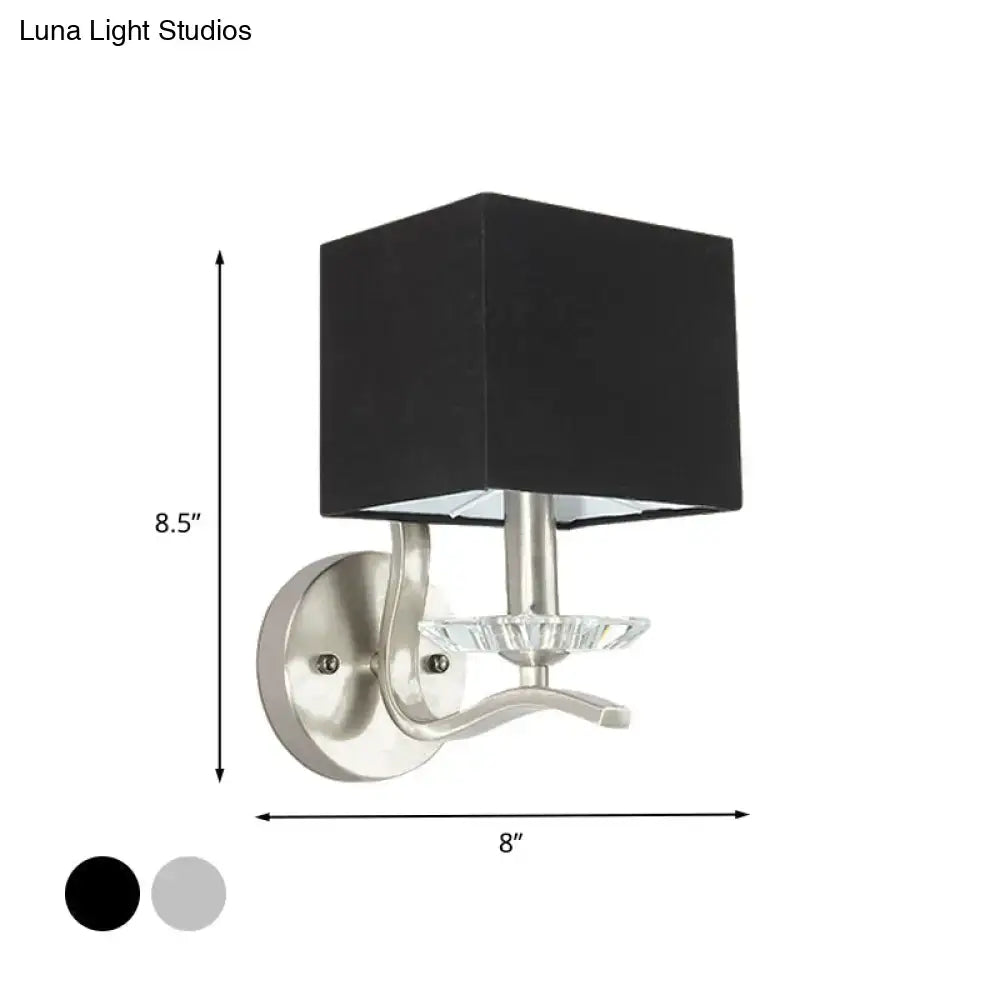 Modern brushed nickel bedside wall lamp with crystal – bedroom cube