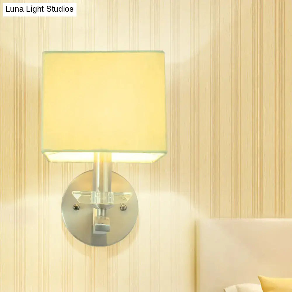 Modern brushed nickel bedside wall lamp with crystal – bedroom cube