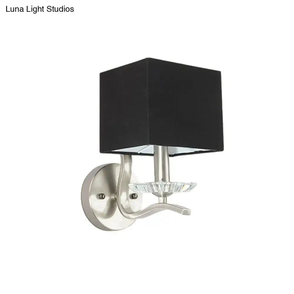 Modern brushed nickel bedside wall lamp with crystal – bedroom cube