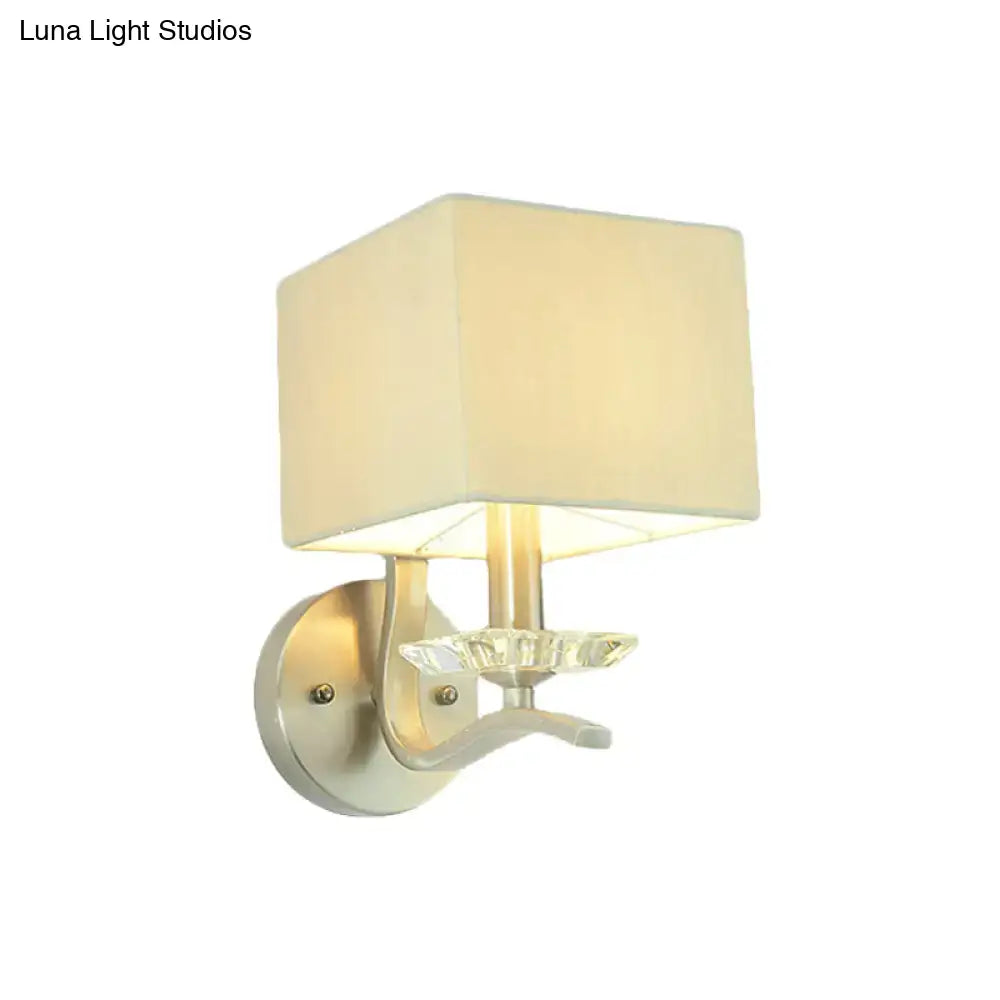 Modern brushed nickel bedside wall lamp with crystal – bedroom cube