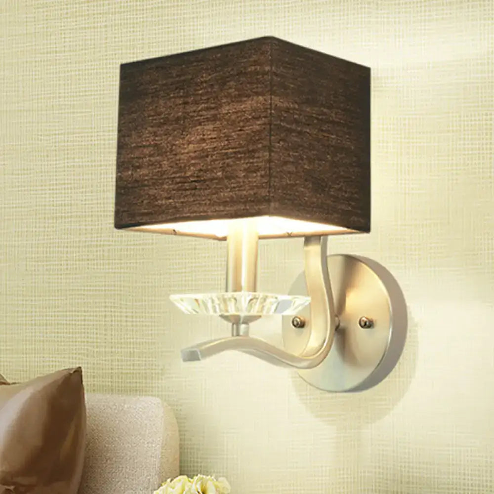 Modern brushed nickel bedside wall lamp with crystal – bedroom cube