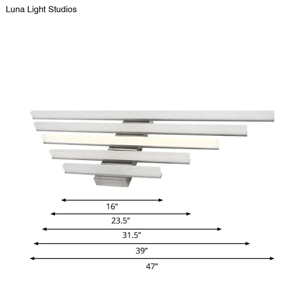 Modern brushed nickel led wall light fixture bathroom vanity sconce