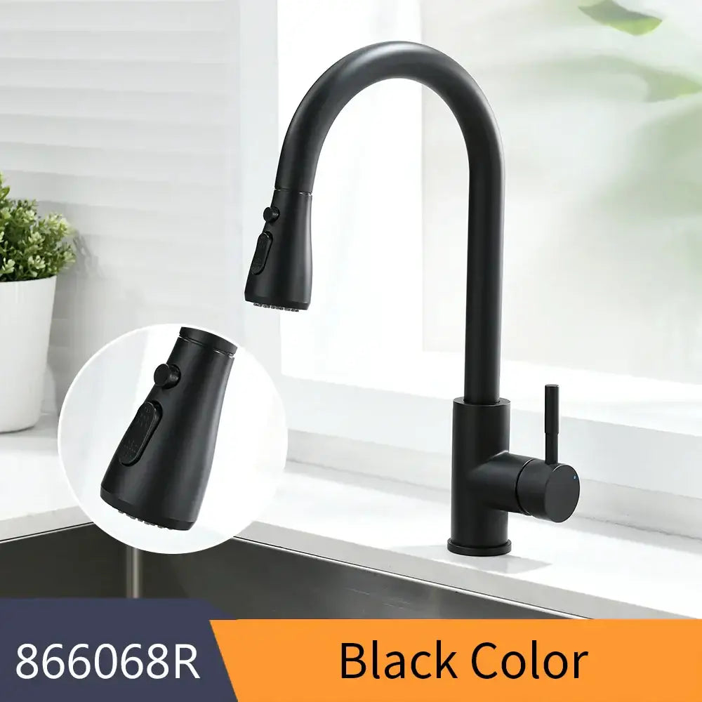 Modern brushed nickel pull out kitchen faucet