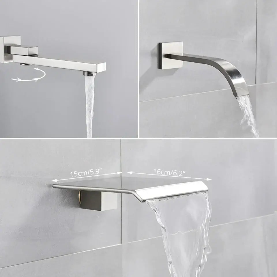 Modern brushed nickel thermostatic shower faucet set bathroom rainfall