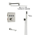 Modern brushed nickel thermostatic shower faucet set bathroom rainfall
