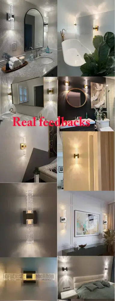 Modern bubble crystal led wall sconces for bathroom mirrors