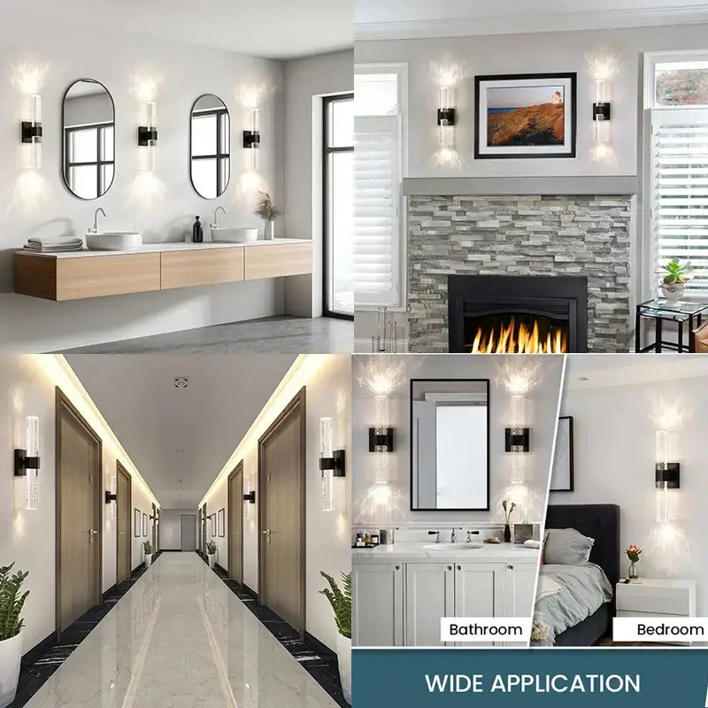 Modern bubble crystal led wall sconces for bathroom mirrors