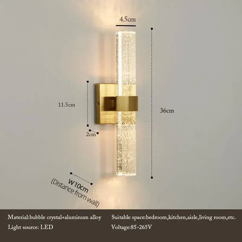Modern bubble crystal led wall sconces for bathroom mirrors