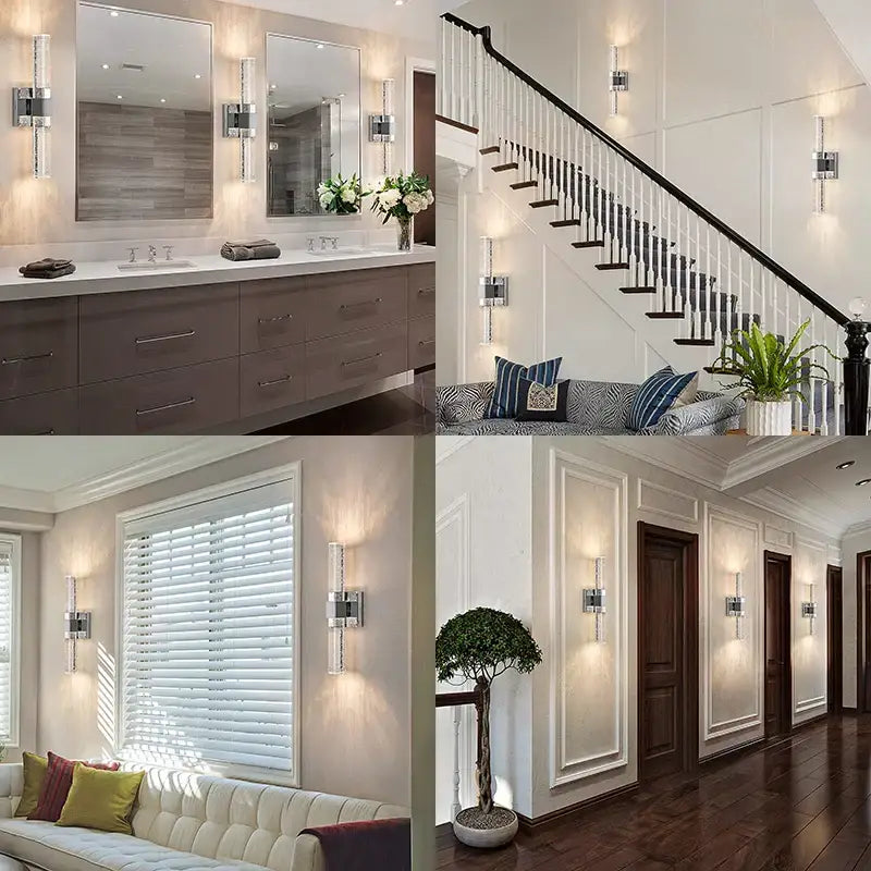 Modern bubble crystal led wall sconces for bathroom mirrors