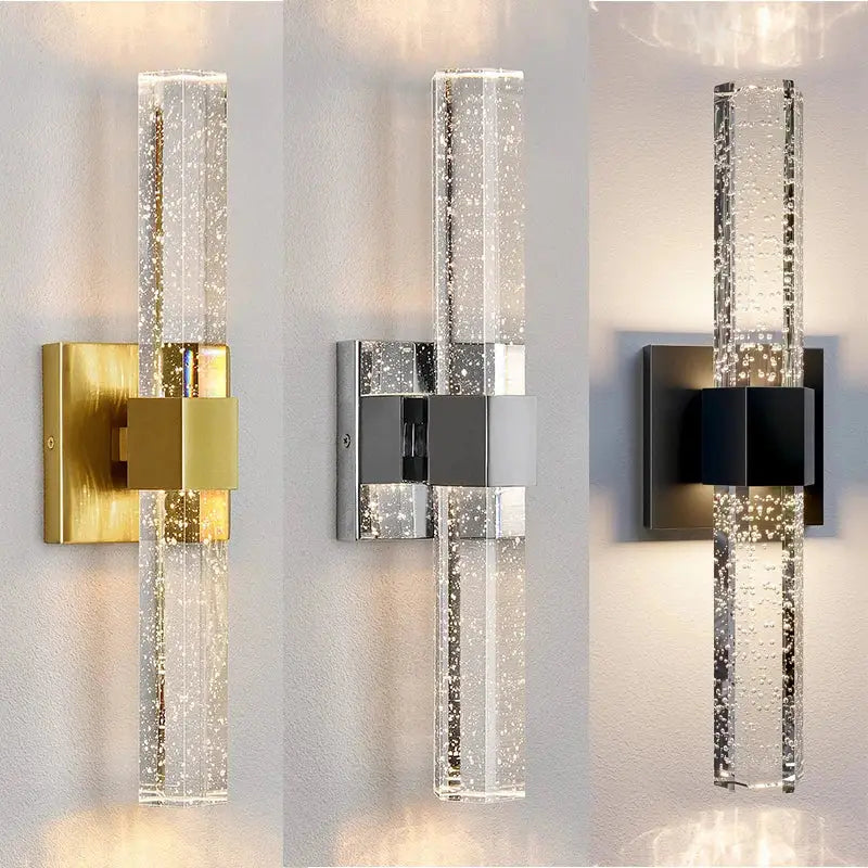 Modern bubble crystal led wall sconces for bathroom mirrors