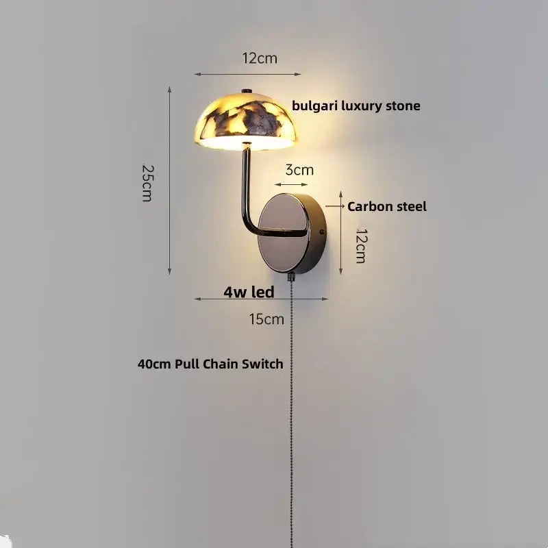 Modern bulgari stone led wall lights bedroom alabaster sconces