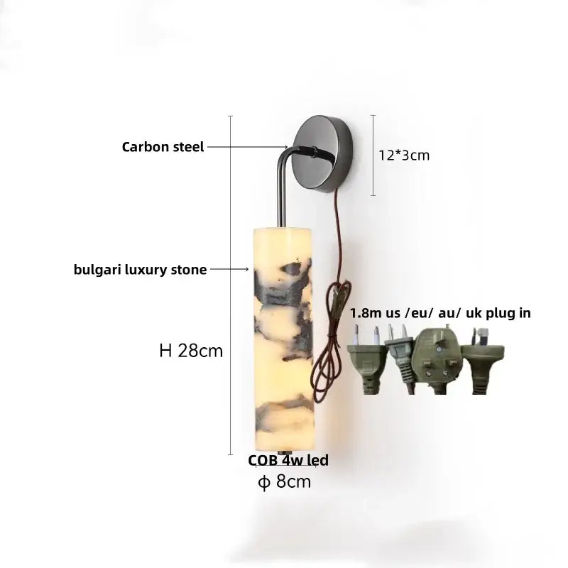 Modern bulgari stone led wall lights bedroom alabaster sconces