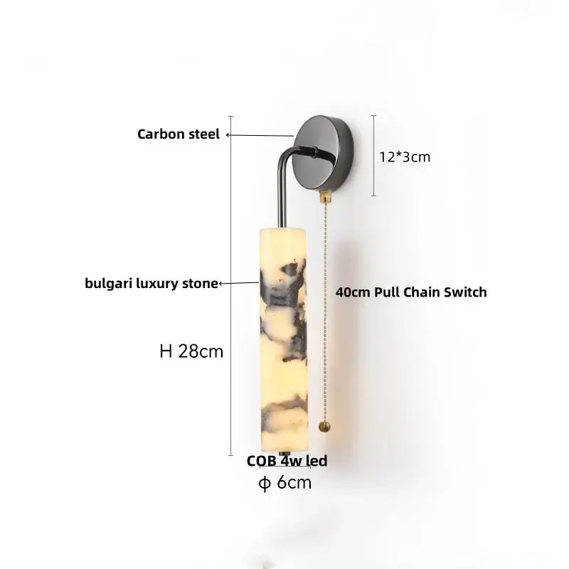 Modern bulgari stone led wall lights bedroom alabaster sconces