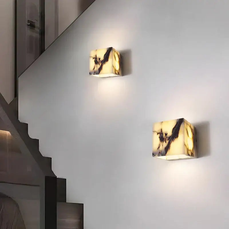 Modern bulgari stone led wall lights bedroom alabaster sconces