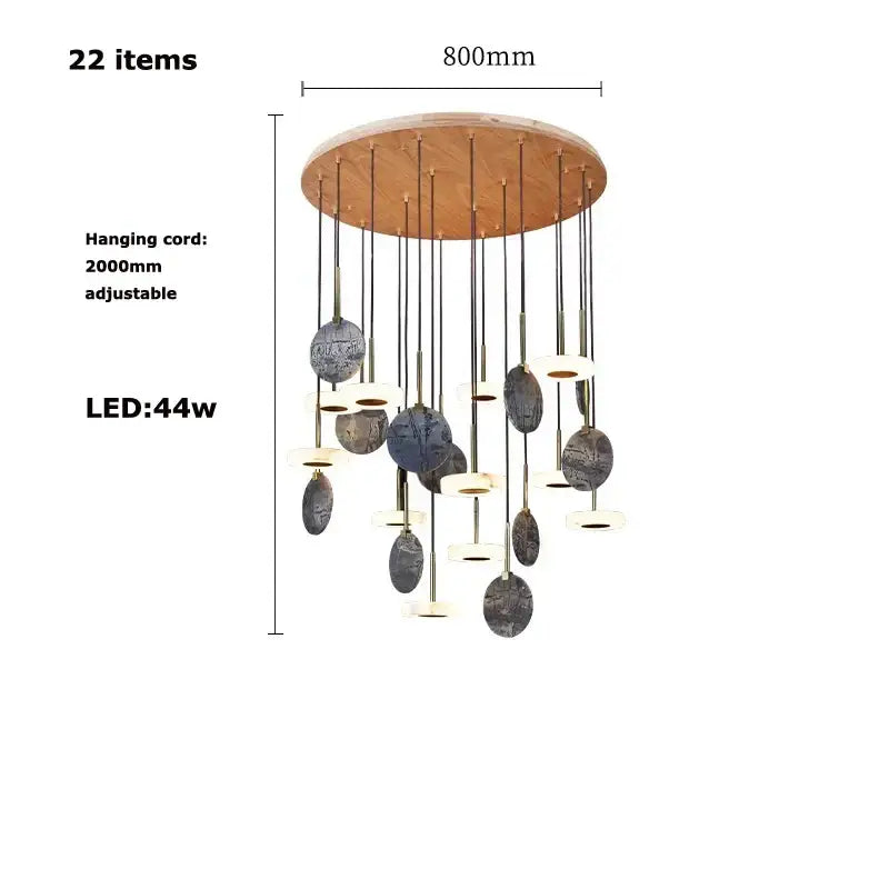Modern burlywood marble led ceiling chandelier for living room