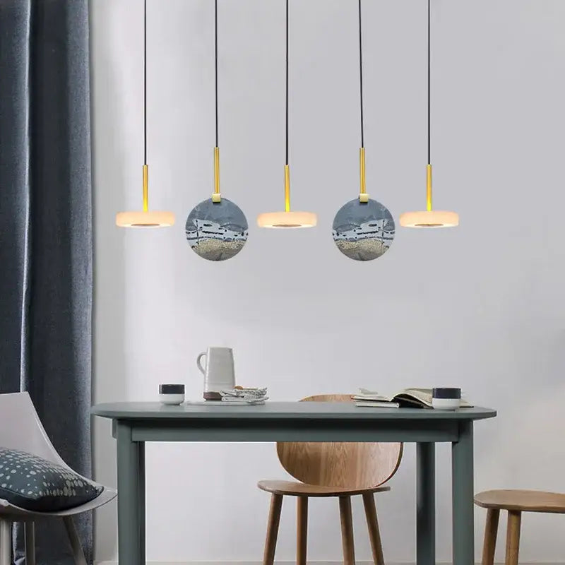 Modern burlywood marble led ceiling chandelier for living room
