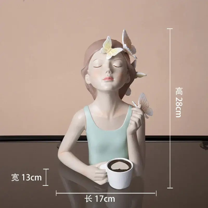 Modern butterfly girl resin sculpture living room vase