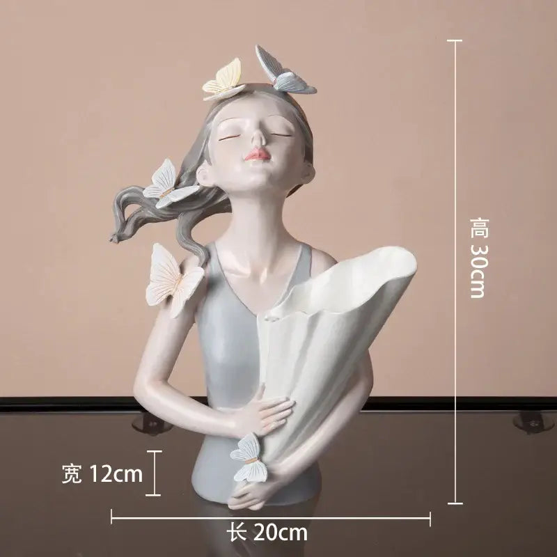 Modern butterfly girl resin sculpture living room vase